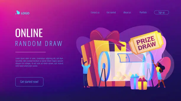 Vector illustration of Prize draw concept landing page.