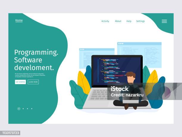 Website And Application Development Landing Page Template Programming ...