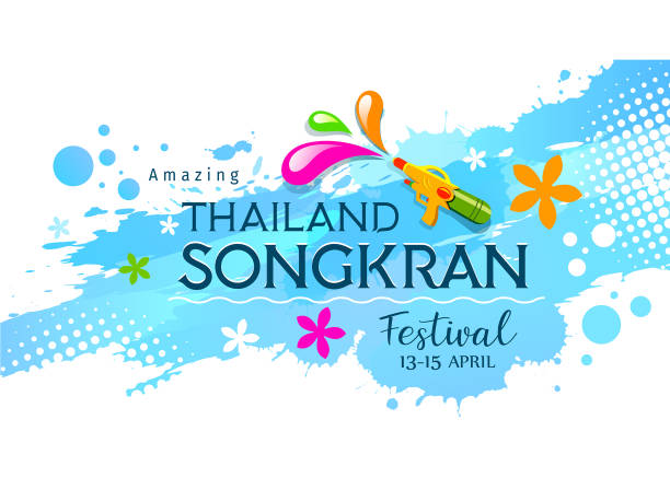 Amazing Thailand, Songkran, Festival avec pistolet sur l'eau Splash - Illustration vectorielle