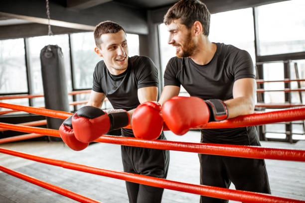 istock Two boxers during the break at the gym 1133176291