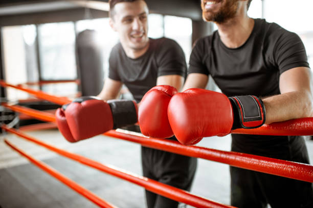 istock Two boxers during the break at the gym 1133176298