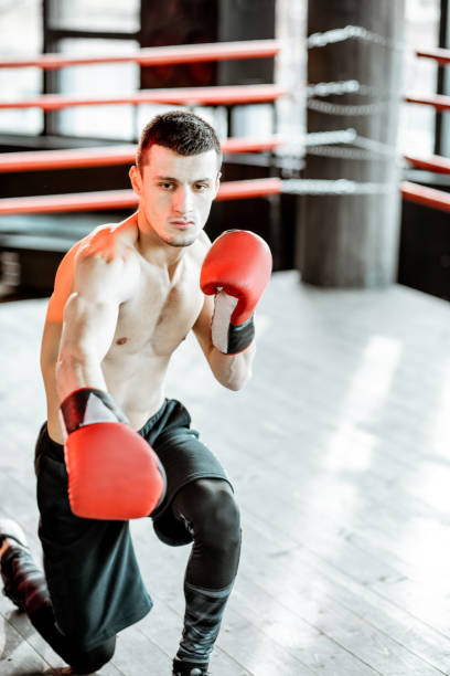 istock Man tarining to box at the gym 1133176427