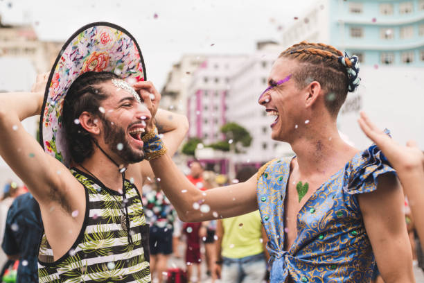 istock Gay couple enjoying Carnival 1133183831
