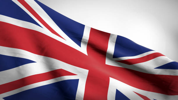 ilustración 3d del reino unido agitando - british empire flag global uk fotografías e imágenes de stock