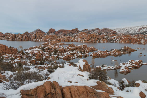 istock Watson Lake Winter Landscape 1133185413