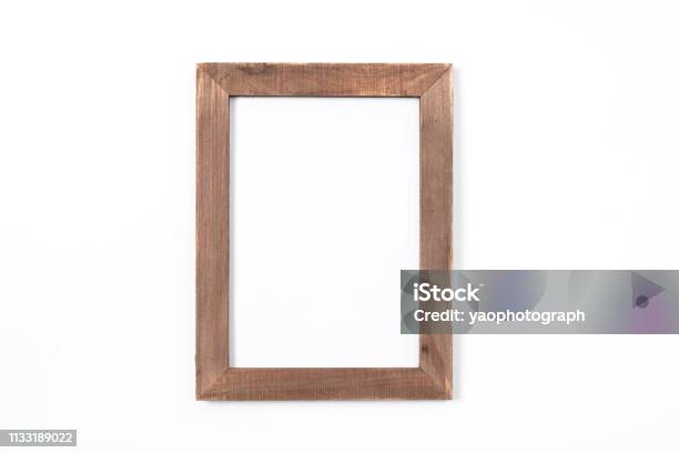 Black Photo Frame On White Background Stock Photo - Download Image Now - Picture Frame, Frame - Border, Wood - Material