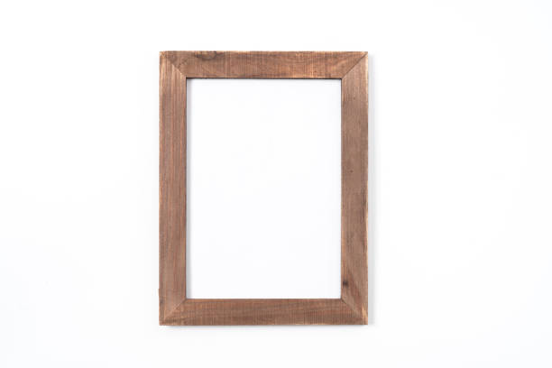 black photo frame on white background - picture frame frame wood photograph imagens e fotografias de stock