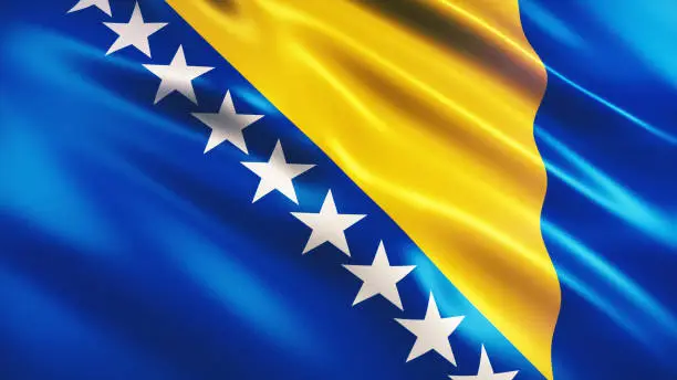 3d render Bosnia and Herzegovina Flag (Close-up)