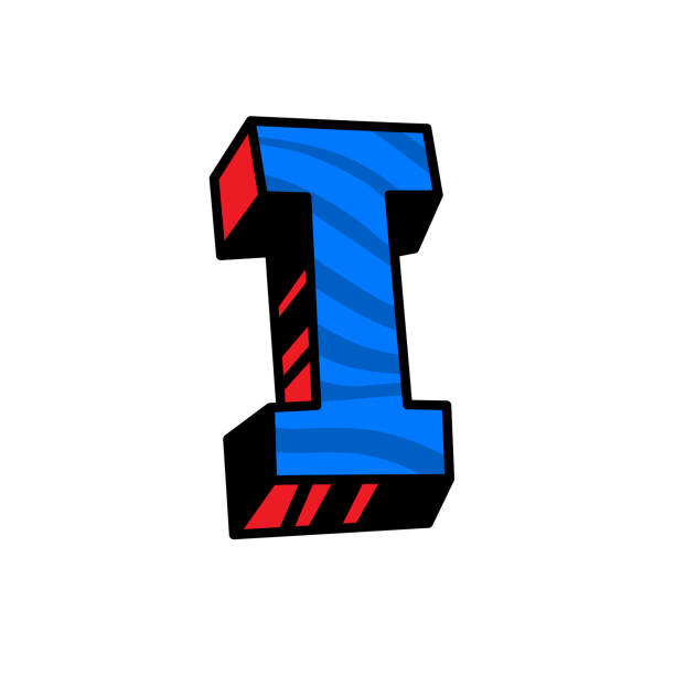 istock Logo, letter I. Vector. Linear, outline icon. Volumetric mark, 3D. Color capital letter. Illustration with pattern. Symbol on white background. Cartoon style. The image of the circus. 1133193418