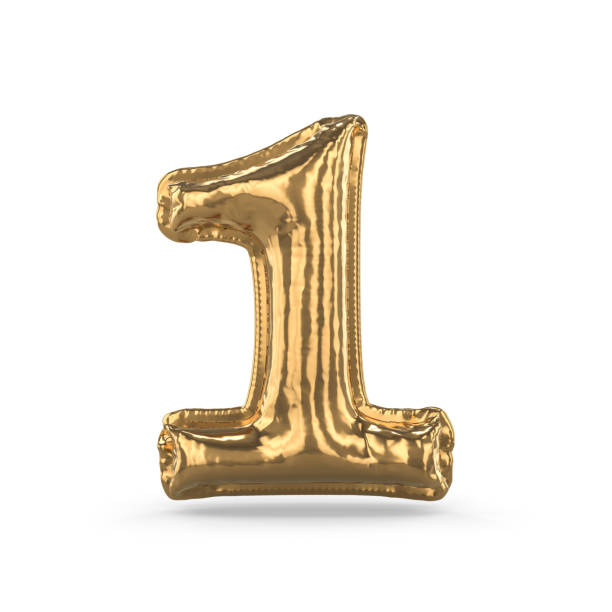 istock Golden digit one made of inflatable balloon isolated. 3D 1133194934