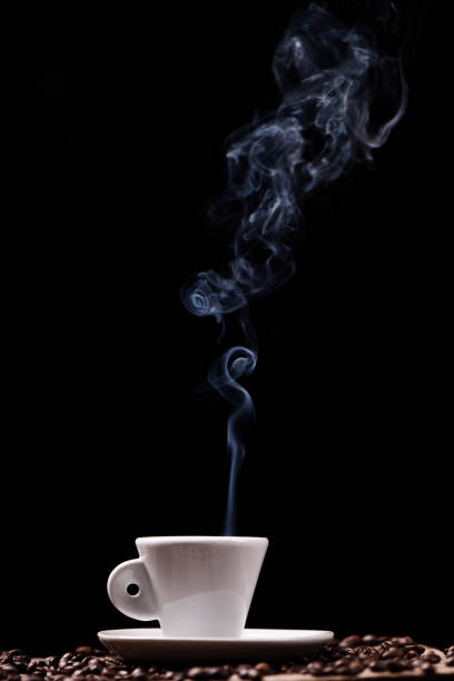 istock Close up black hot coffee cup and smoke 1133197225