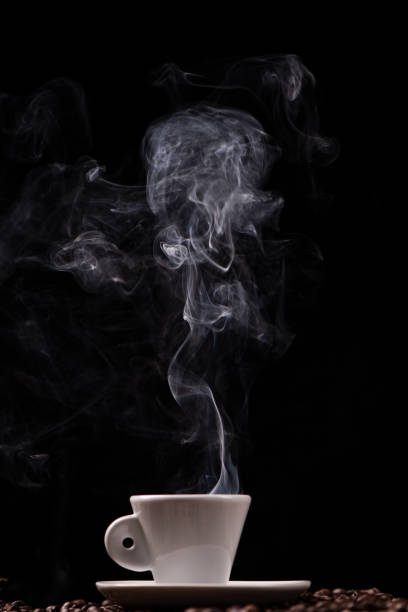 istock Close up black hot coffee cup and smoke 1133197236
