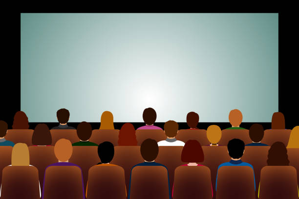 istock Full of moviegoers cinema hall. Vector illustration 1133197989