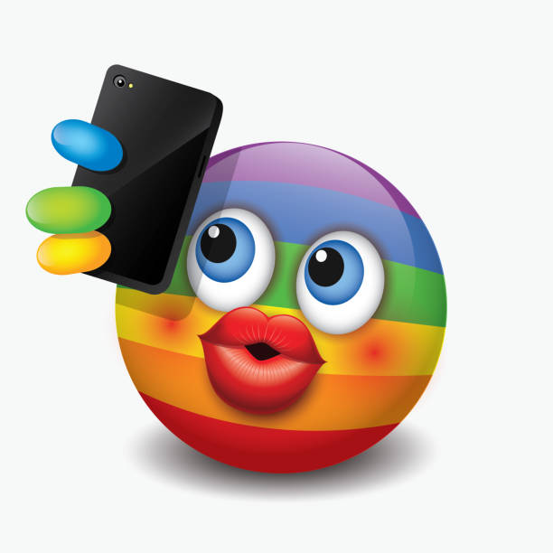 Cute Emoticon Taking Selfie With His Smartphone Emoji Smiley
