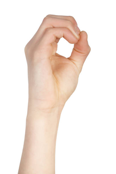 Caucasian hand doing American Sign Language  showing the symbol for 0