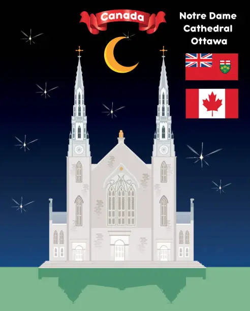 Vector illustration of Notre Dame Cathedral, Ottawa