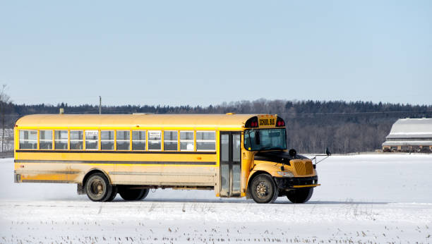 istock School Bus on a Rural Winter Road 1133206245