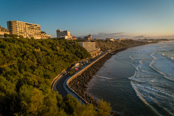 Cote des Basques at sunset in Biarritz, France