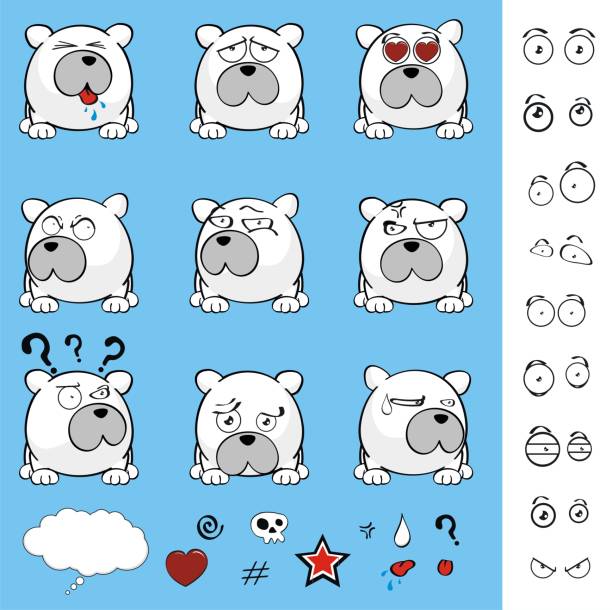 kawaii polar bear cartoon expressions collection kawaii polar bear cartoon expressions collection in vector format very easy to edit sad kawaii teddy bear stock illustrations
