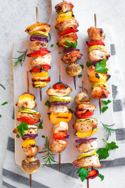 istock Grilled vegetable and chicken skewers 1133212791