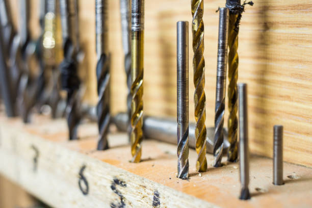 istock Drills are on a board as a technical concept or a background 1133214180