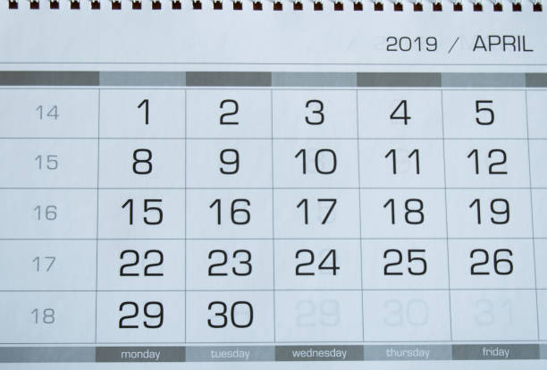 istock Background dates on the calendar page April 2019 1133215494