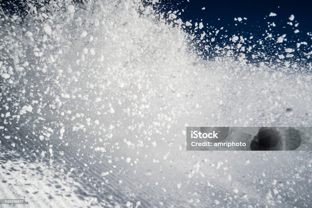 splashing snow avalanch danger inside avalanche snow splashing spraying inside of snowslip snowslide snow masses Avalanche Stock Photo