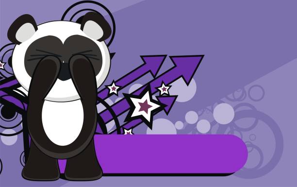 수줍은 귀여운 팬더 곰 만화 배경 - teddy panda bear stock illustrations