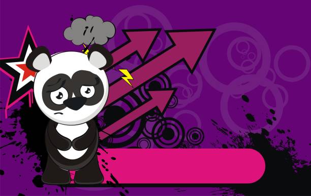 슬픈 귀여운 팬더 곰 만화 배경 - teddy panda bear stock illustrations
