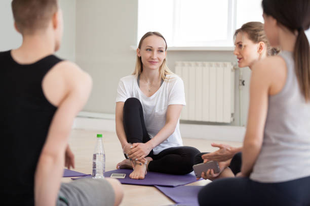istock Fit people talk during break at fitness gym training 1133218726