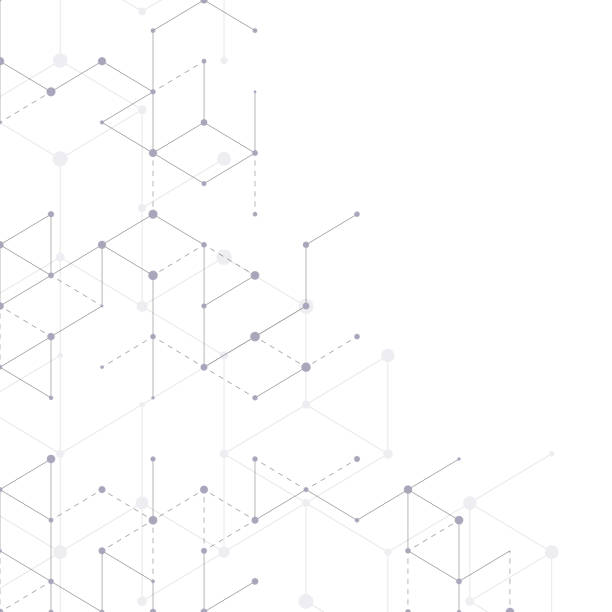 modernes linienkunst-muster mit verbindungslinien auf weißem hintergrund. verbindungsstruktur. abstrakter geometrischer grafischer hintergrund. technologie, digitales netzwerkkonzept, vektorillustration. - hexahedron stock-grafiken, -clipart, -cartoons und -symbole