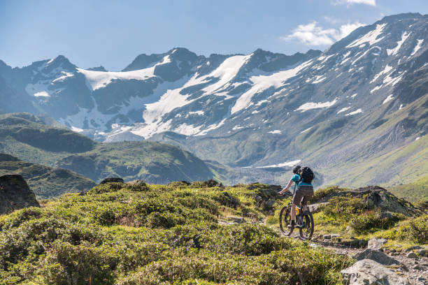 istock Mountainbiker at the end of Dischma Valley, Davos. 1133221129
