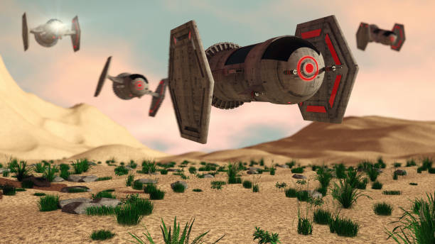 istock 3d render. Futuristic spaceship concept 1133221628