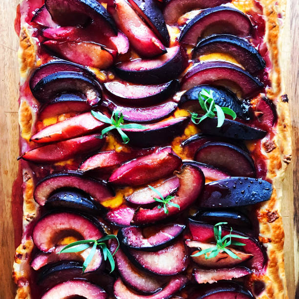 istock Plum and Cheese Tart Close-up 1133225044