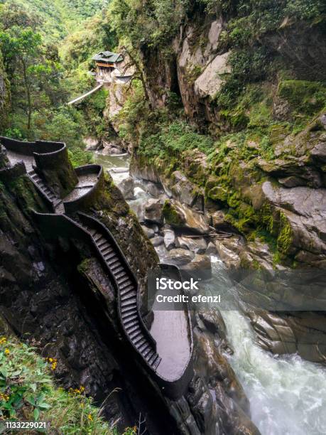 Pailón Of The Devil Waterfall Stock Photo - Download Image Now - Ecuador, Awe, Banos