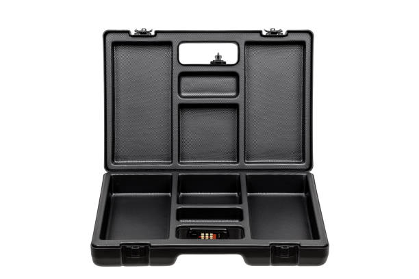 istock black pistol case with gold combination locks isolated on white back 1133230614