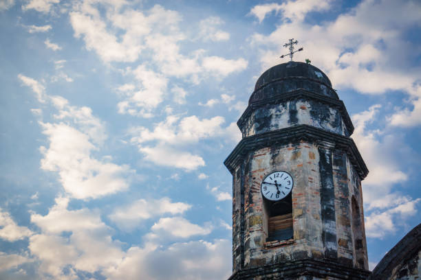 Church clock tower stock photo