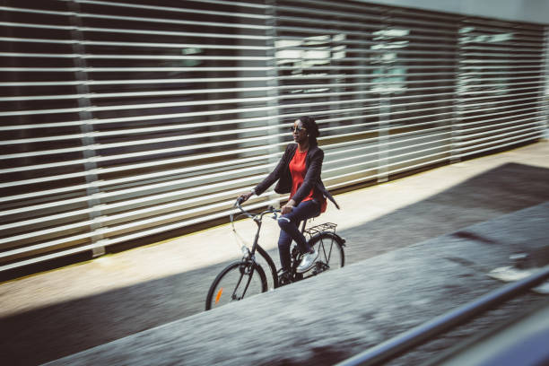 Business Person Commuting by Bicycle