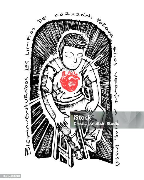 Illustration Of A Christian Biblical Beatitude Stock Illustration - Download Image Now - Human Heart, Illustration, Adult