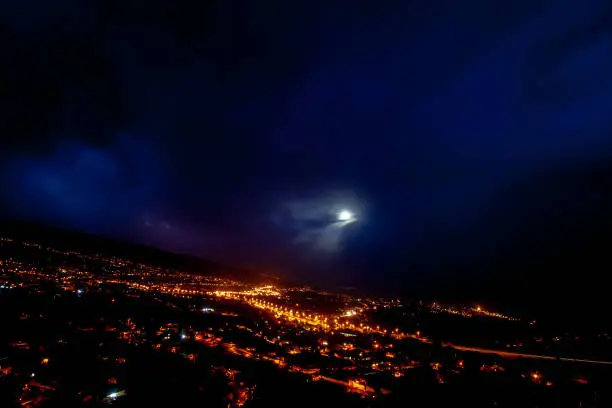 dramatic night view from the storm on tenerife