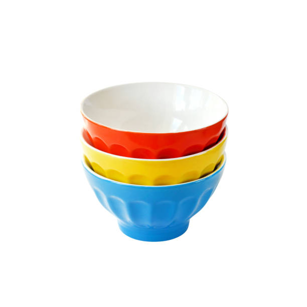 istock Colorful ceramic bowls isolated on white background with clipping path 1133242276