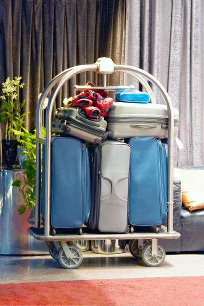 hotel baggage cart Trolley Luggage at the hotel. Hotel baggage cart airport porter stock pictures, royalty-free photos & images