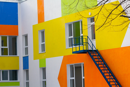 facade of modern cubic white residential houses in berlin