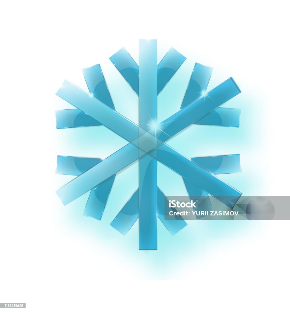 Large translucent crystal snowflake in blue tones on a transparent background. Transparency only in vector file - vector Large translucent crystal snowflake in blue tones on a transparent background. Transparency only in vector file -Vector EPS 10 Abstract stock vector