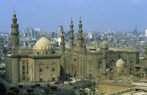 the Sultan Hassan Mosque in the old town of Cairo the capital of Egypt in north africa