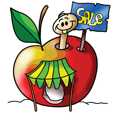Manzana con gusano de dibujos animados clip art vector gratis Manzana con gusano de dibujos animados clip art vector gratis