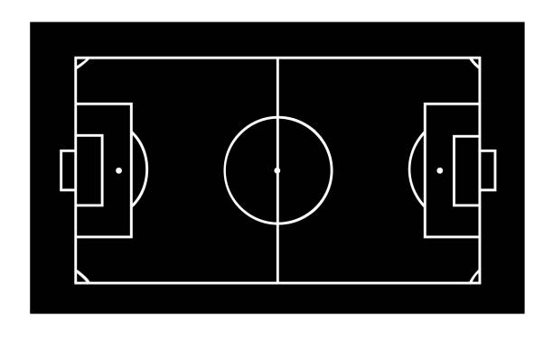 ilustrações de stock, clip art, desenhos animados e ícones de line of football field or soccer field background. vector transparent object - football field backgrounds aerial view sport