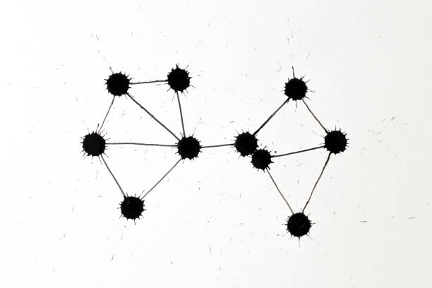 Ink spot network graph stock photo