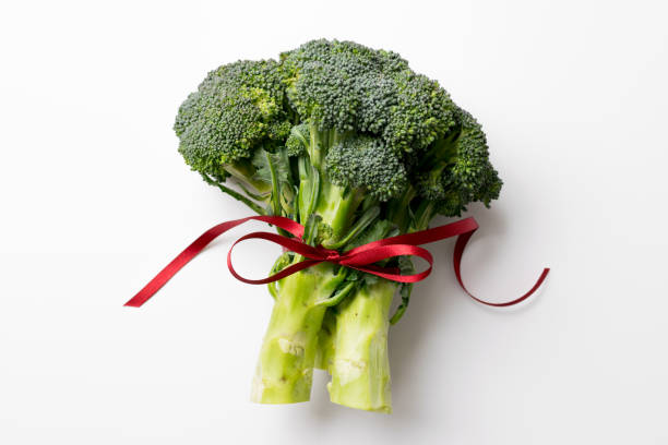 Christmas Broccoli with Bow stock photo