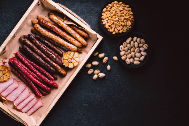 istock beer and meat snack set. pub, restaurant, bar food 1133258046